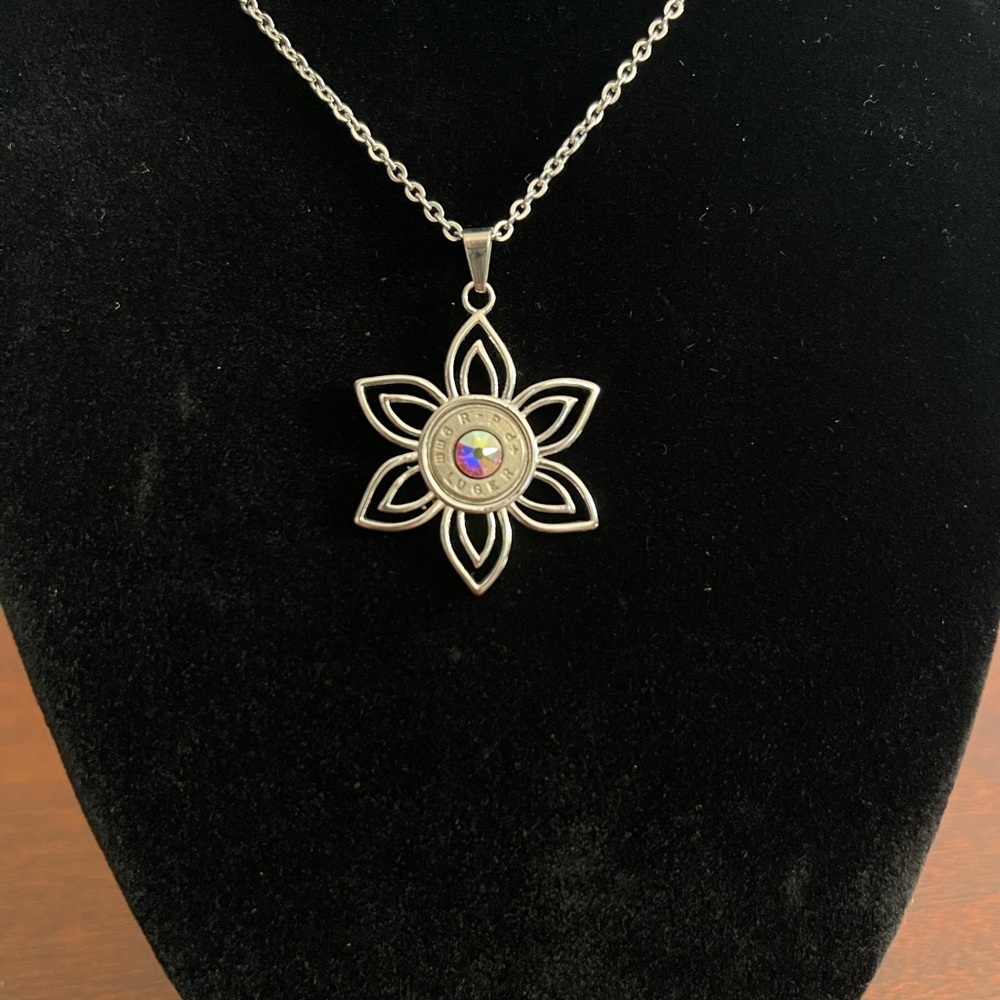 Bullet Jewelry 9MM Flower Necklace with multicolored stone